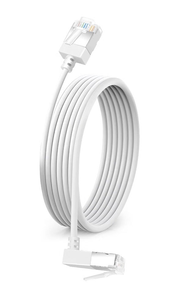 RJ45 Cat6a 15’, 90 degree one end Network Cable, 10Gbps 550MHz Cat6 LAN Cord,(White)