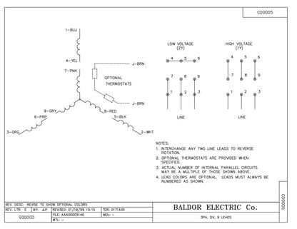 Baldor EFM2333T Motor - 15 HP, 1765 RPM, 3-Phase, TEFC, 60 Hz, 254T Frame