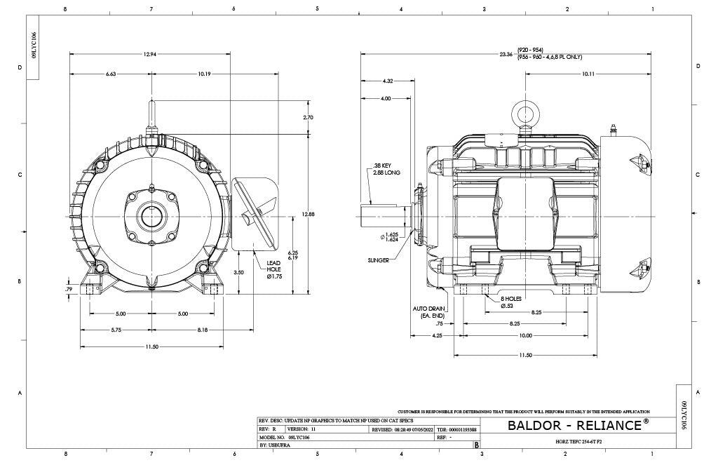 Baldor EFM2334T Motor - 20 HP, 1770 RPM, 3-Phase, TEFC, 60 Hz, 256T Frame