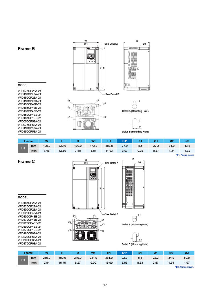 Delta CP2000 VFD - 10 HP, 460V, 3-Phase Input/Output | Model VFD075CP4EB-21