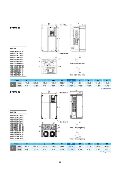 Delta CP2000 VFD - 10 HP, 460V, 3-Phase Input/Output | Model VFD075CP4EB-21