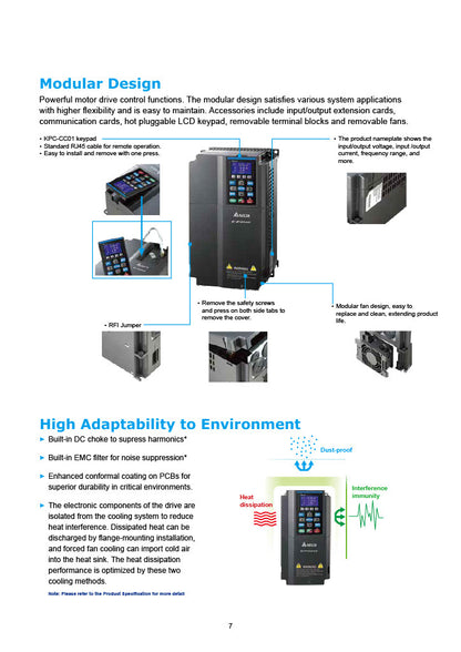 Delta CP2000 VFD - 10 HP, 460V, 3-Phase Input/Output | Model VFD075CP4EB-21