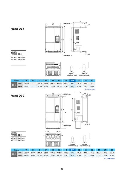 Delta CP2000 VFD - 20 HP, 460V, 3-Phase Input/Output | Model VFD150CP4EB-21