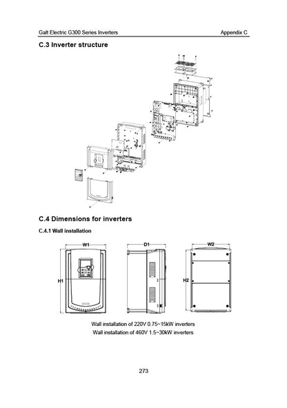 Galt Electric G300 VFD - 1HP, 240V, Constant Torque, IP 20 | Model G320-00045UL-01