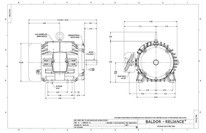 Baldor- EM3661T - 3 HP, 1755 RPM, 3-Phase, TEFC, 182T Frame, Cast Iron
