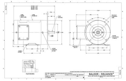 Baldor CSSWDM3457 Motor - 0.33 HP, 3450 RPM, 3-Phase, TENV, 60 Hz, 56C Frame, Stainless Steel