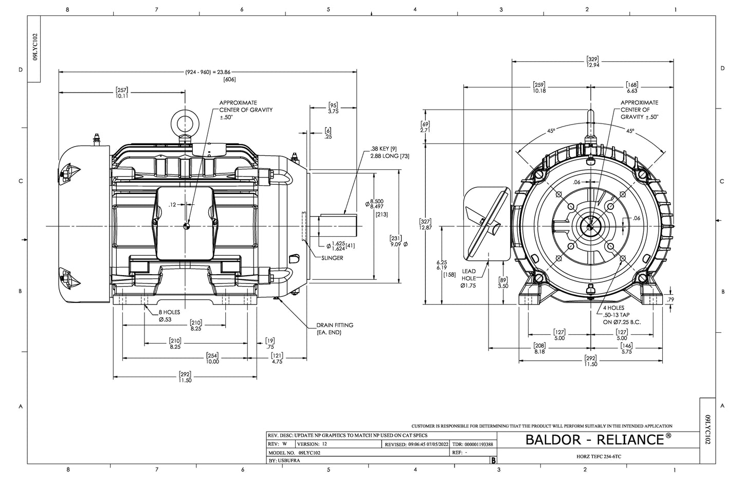 Baldor CEM2333T-5 Motor - 15 HP, 1765 RPM, 3-Phase, TEFC, 60 Hz, NEMA Premium