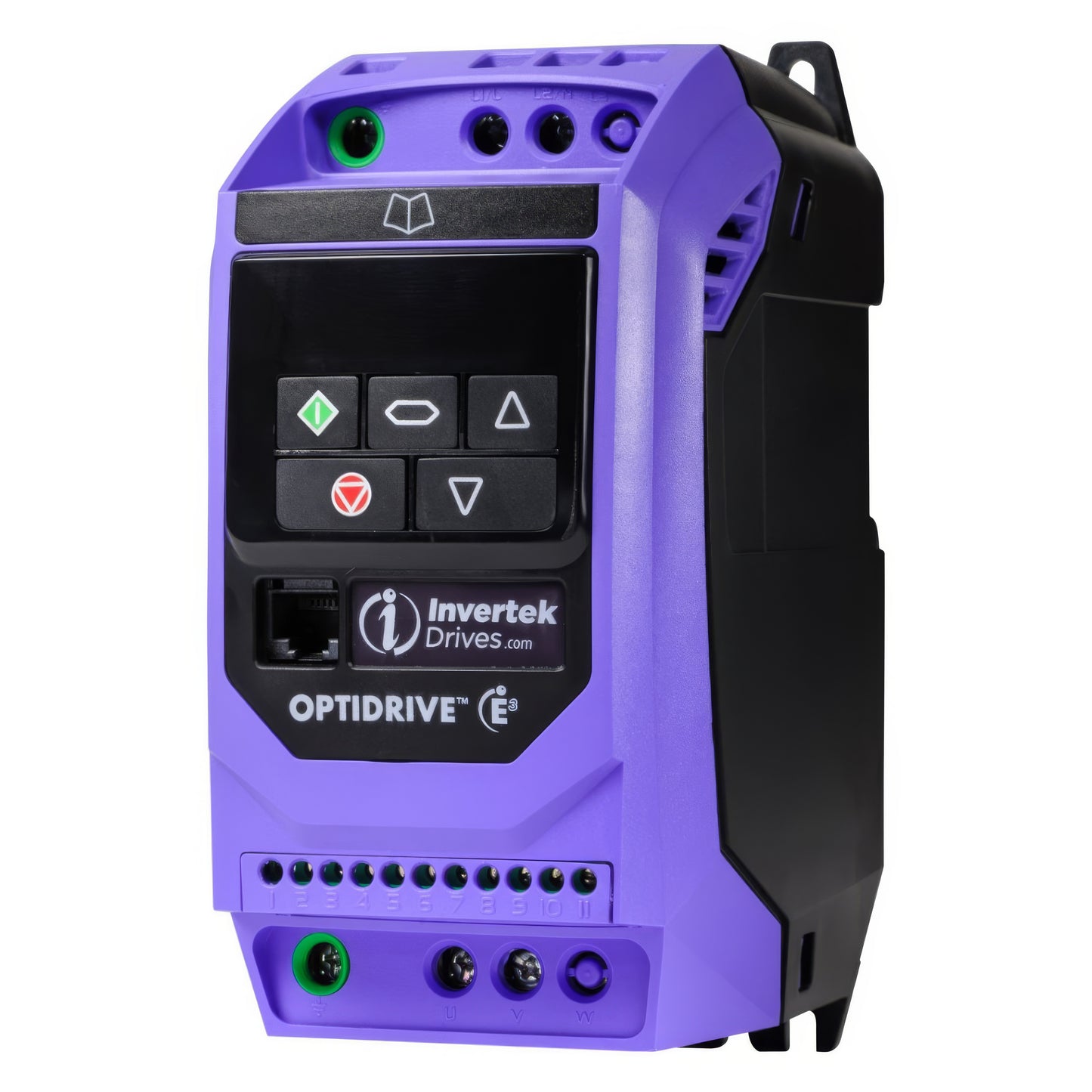 Invertek Optidrive E3 Single Phase VFD - 0.5 HP, 230V Input, IP20 Enclosure | Model ODE-3-120043-1F12-01