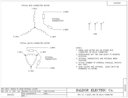 Baldor CEM2333T-5 Motor - 15 HP, 1765 RPM, 3-Phase, TEFC, 60 Hz, NEMA Premium